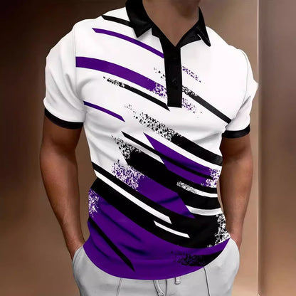 3D Digital Printing Lapel Pullover Leisure Short Sleeve