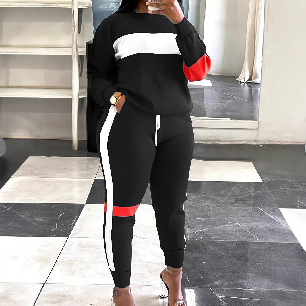 Fashion Cool Contrast Color Plus Size Suit Women