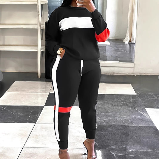 Fashion Cool Contrast Color Plus Size Suit Women