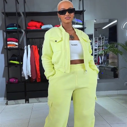 Women's Multi-Pocket Pants Sports Leisure Suit