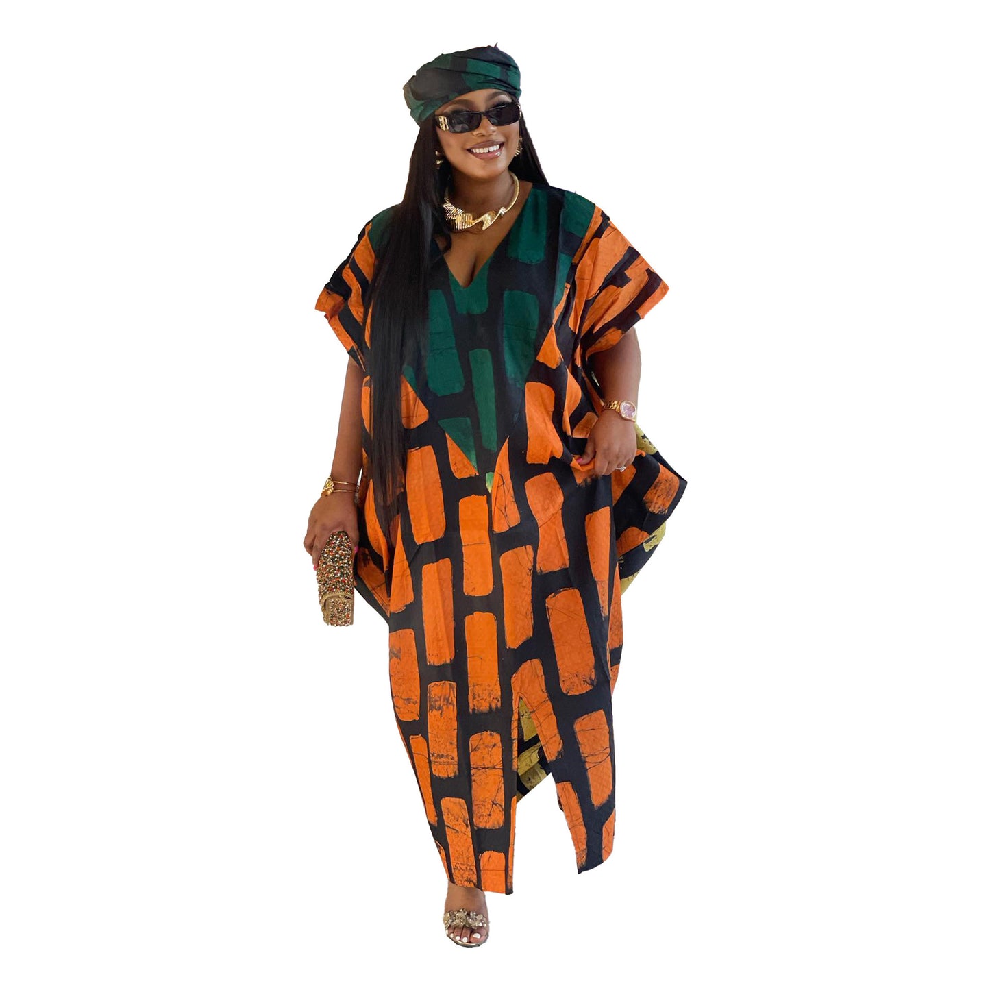 Slim-fit Positioning Stitching Printing Color Contrast Loose Split Dress