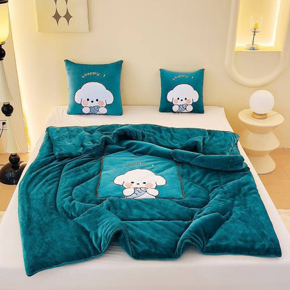 Milk Fiber Cute Dog Multifunctional Pillow Quilt