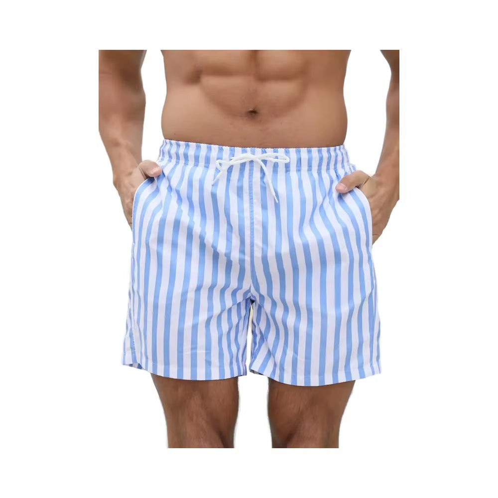 European And American Men's Loose Beach Pants 3D Printed Pattern