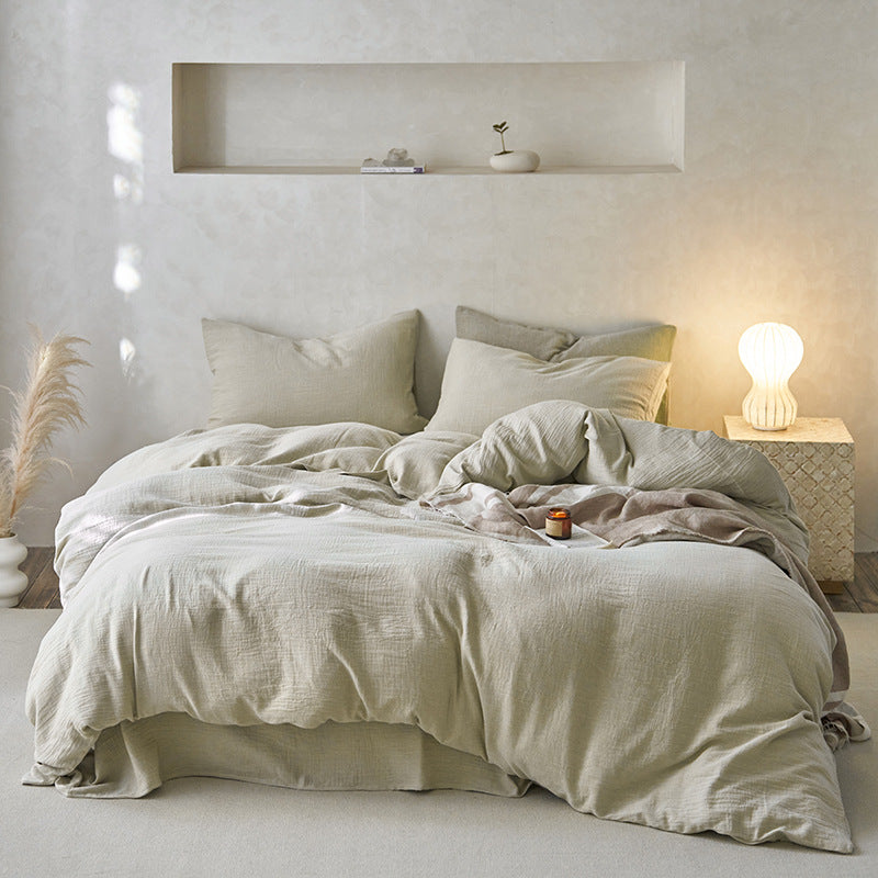 Japanese-style Pure Cotton Double-layer Wrinkle Yarn Four-piece Jacquard Beddings