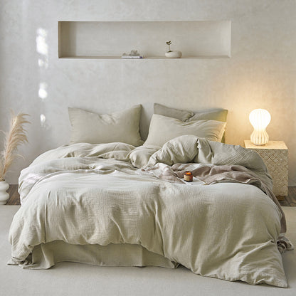 Japanese-style Pure Cotton Double-layer Wrinkle Yarn Four-piece Jacquard Beddings