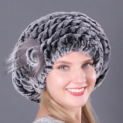 New Korean Rex Rabbit Hair Hat For Women