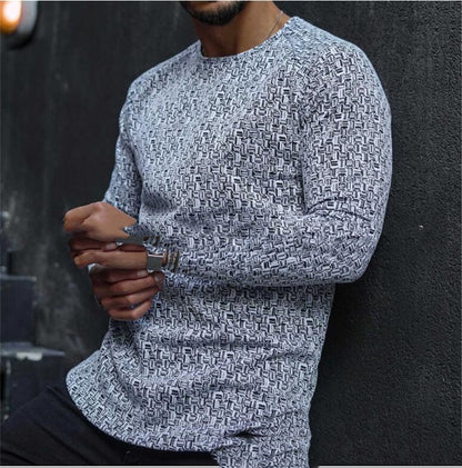 Men's Round Neck Striped Bottom Shirt