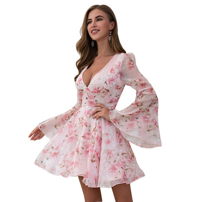 Supplier European And American Women's Sexy V-neck Casual Dress