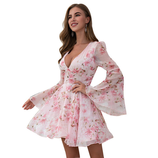 Supplier European And American Women's Sexy V-neck Casual Dress