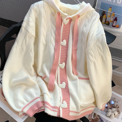 Beauty Spring And Autumn Hooded Sweater Coat Women's Autumn And Winter Wear Matching Design Sense