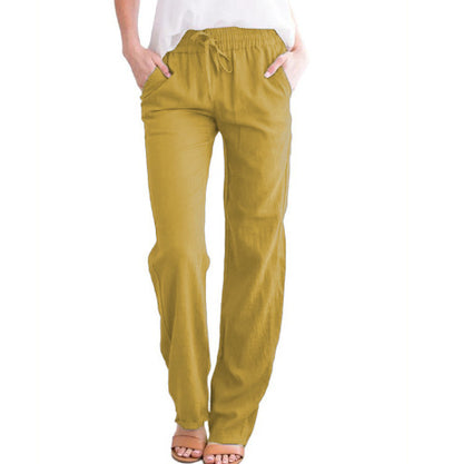 Women's Solid Color Loose Elastic Waist Casual Trousers