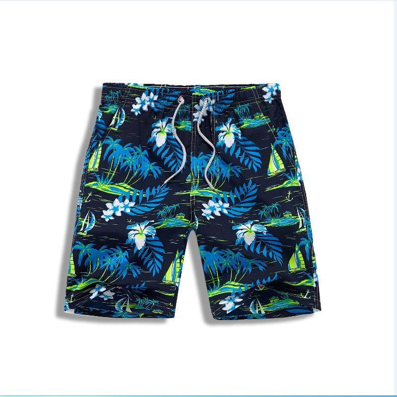 European Size Beach Pants With Inner Net Summer Men's Casual Loose Floral Pants Quick-drying