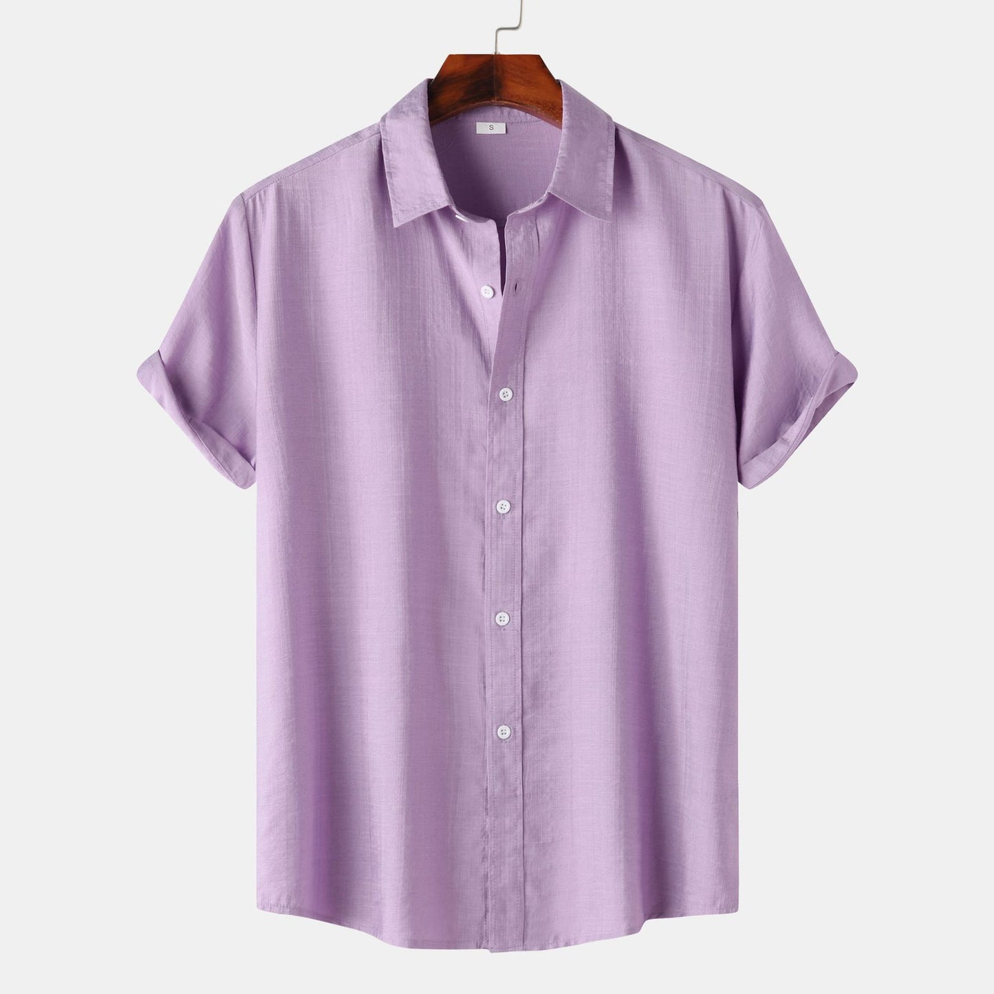 Teenagers Solid Color Short-sleeved Lapel Shirt Top
