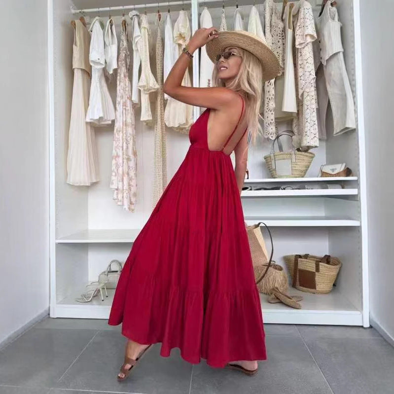 European And American Summer Sexy Fashion Suspenders Stitching Dress Women