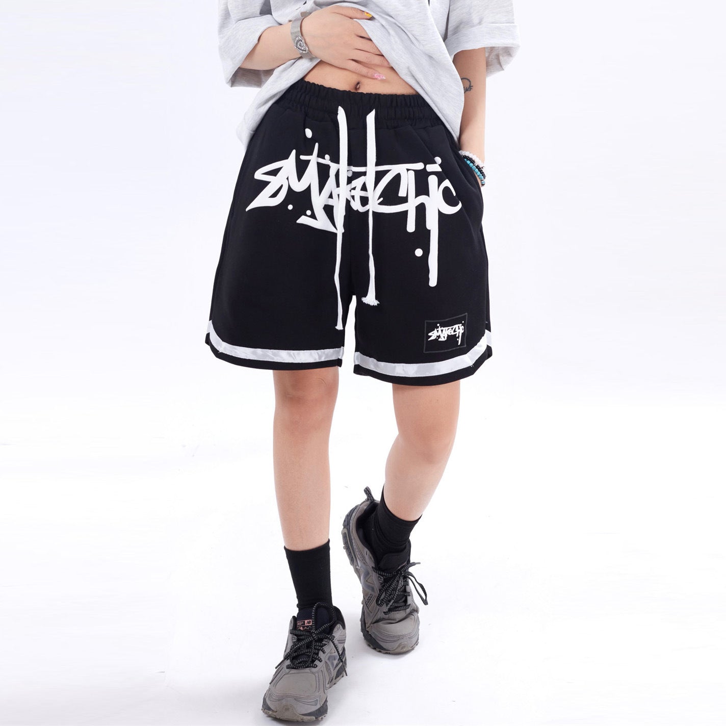 Gothic Lettered Casual Shorts For Men And Women