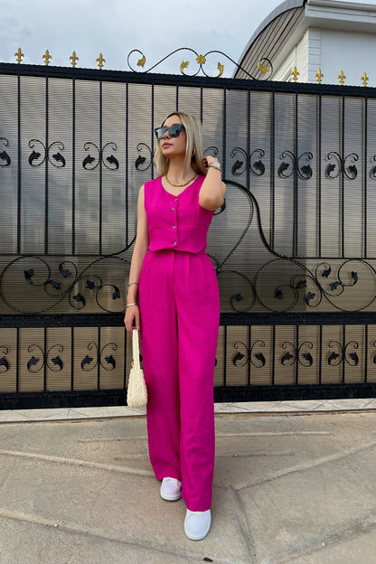 Summer Women's Vest Trousers Casual Fashion Two-piece Suit