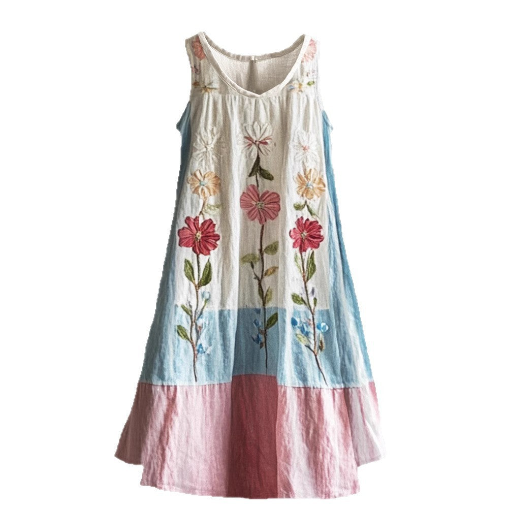 Sleeveless Round Neck 3D Printing Dress