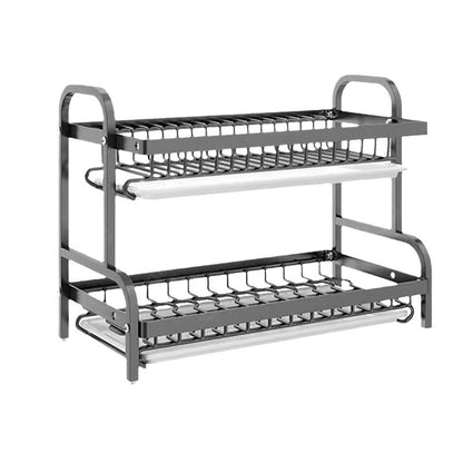 Household Multi-functional Carbon Steel Double-layer Tableware Storage Rack