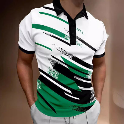 3D Digital Printing Lapel Pullover Leisure Short Sleeve