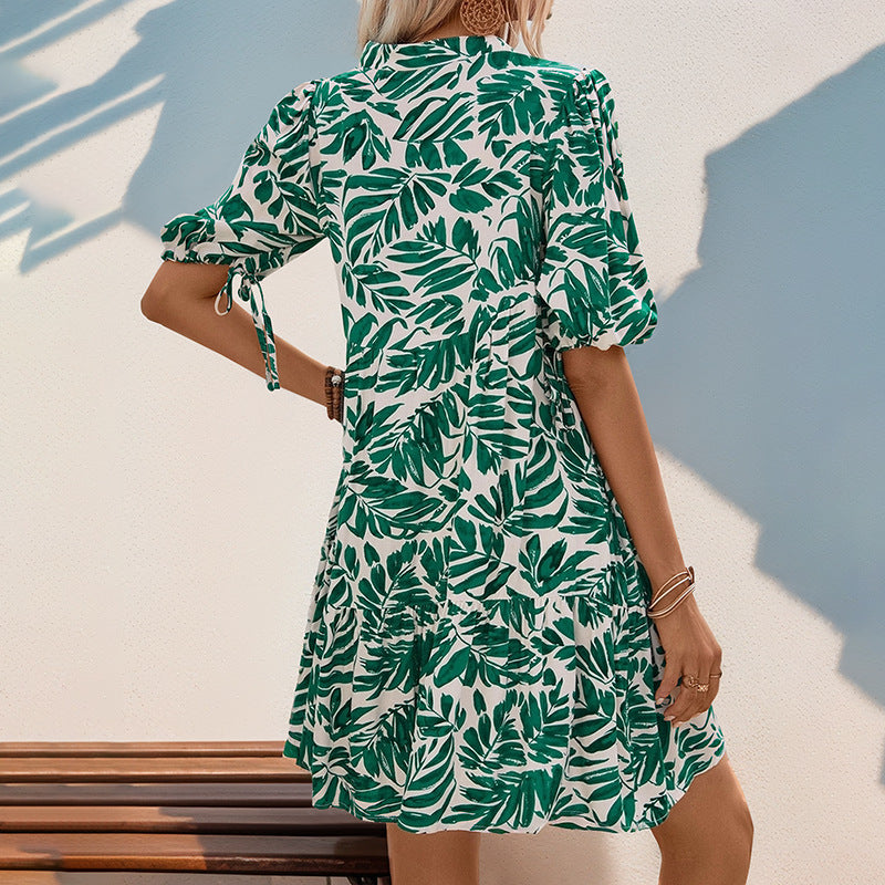 Dress Seaside Holiday Green Leaves