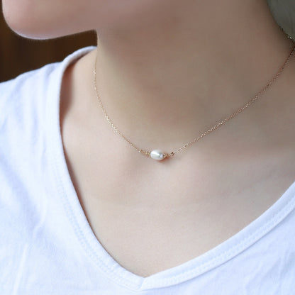 Silver Vintage Pearl Pendant Necklace Women's Simple