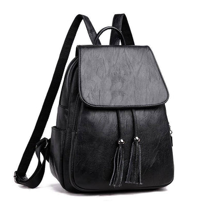 Ladies Large-capacity Soft Leather Backpack With Fringe