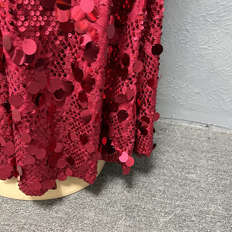 Fashion Slim-fit Velvet Sequined Evening Dress