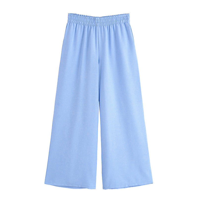 Blended Safari Shirt Wide Leg Trousers Suit