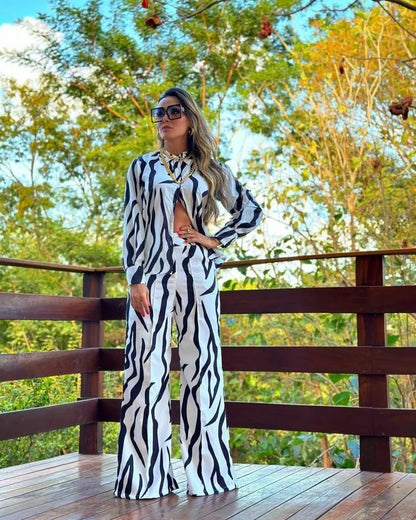 Women's Spring And Autumn Long Sleeve Casual Two-piece Suit