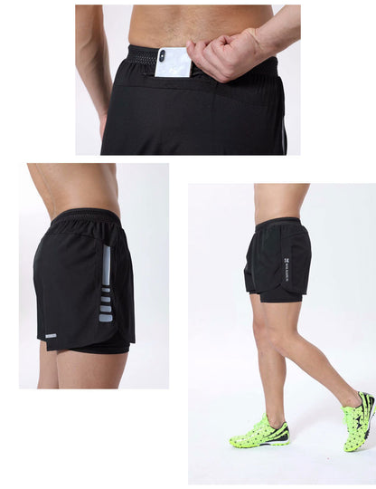 Fake Two-piece Running Shorts Base Elasticity Sports Pants