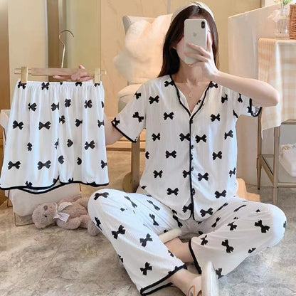 Women's Fashion Casual Printing Cotton Outer Wear Three-piece Suit