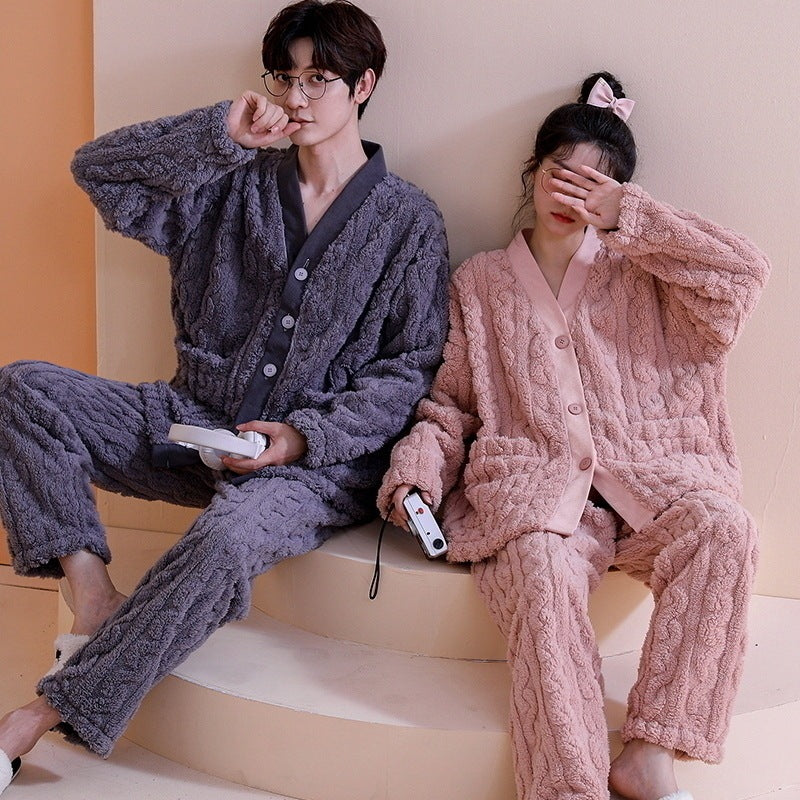 Warm And Fleece Thickened Flannel Home Service Suit