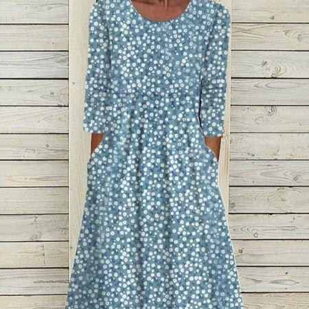 Summer New Mid-waist Women's Round Neck 3D Printing Dress