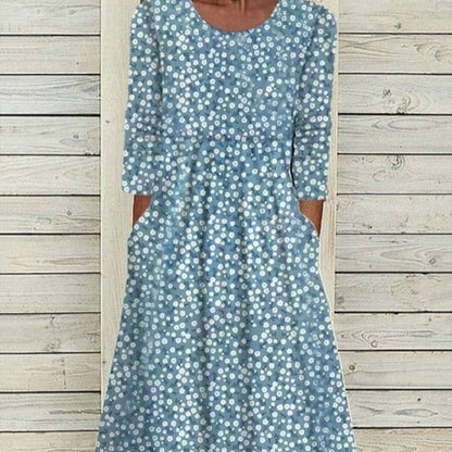 Summer New Mid-waist Women's Round Neck 3D Printing Dress