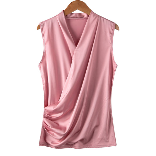 Satin Vest Women's Sleeveless V-neck Top
