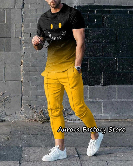 Men's Short-sleeved Trousers Suit 3D