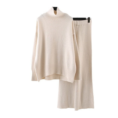 Women's Clothing Casual Sweater Wide Leg Pants Two-piece Set